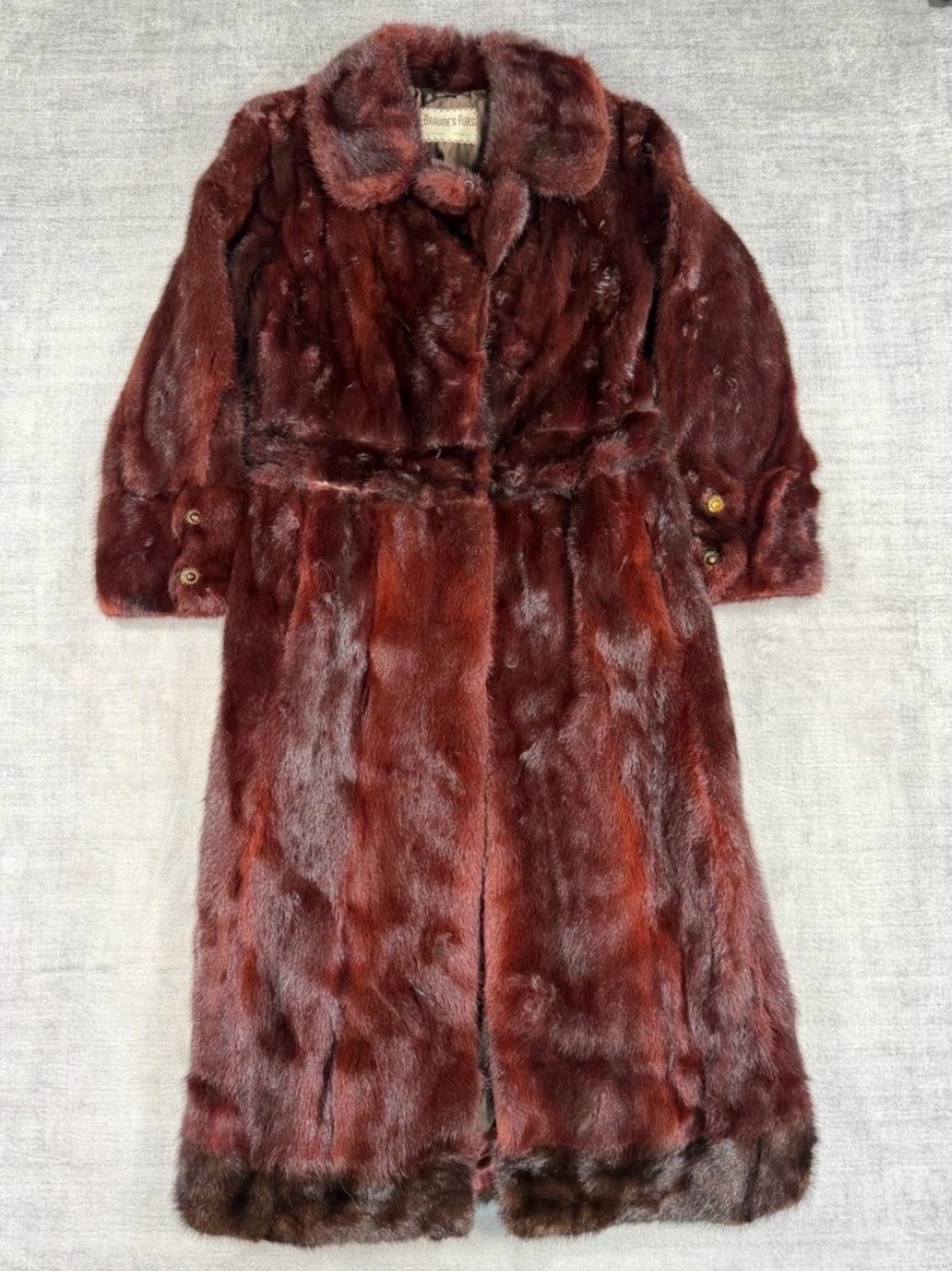 REAL Mink Fur Coat - Burgundy